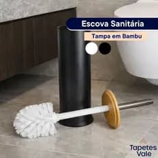 Escova Sanitária Wavy Design Elegante em Bambu e Inox para Limpeza Eficiente