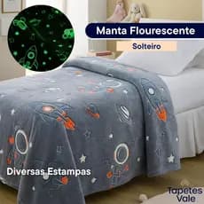 Manta Solteiro Fluorescente 1,50m x 2,00m 100% Poliéster Felpudo Diversas Estampas