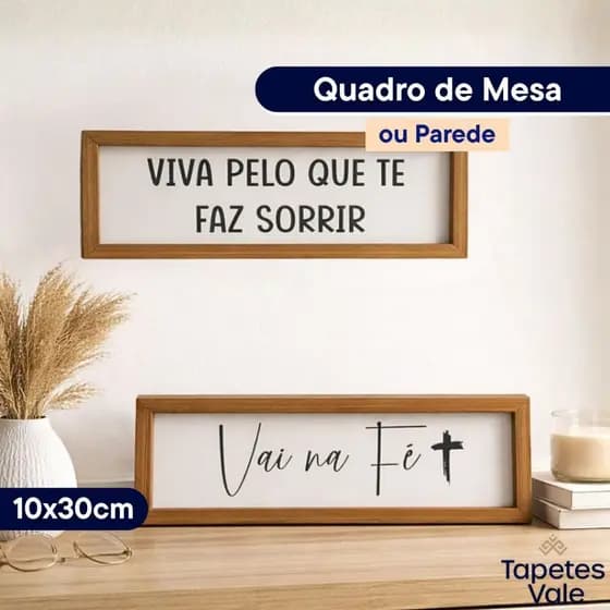 Quadro De Mesa Luxo 10x30cm Com Vidro Decorativo