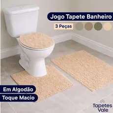 Jogo De Tapete para Banheiro 3 Peças Cotton Em Algodão