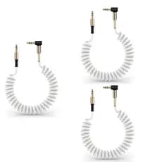 Cabo Auxiliar Branco P2 x P2 Espiral (p2 X v22) Stereo Mp3 Mp4 Auxiliar P2 Macho 3,5mm
