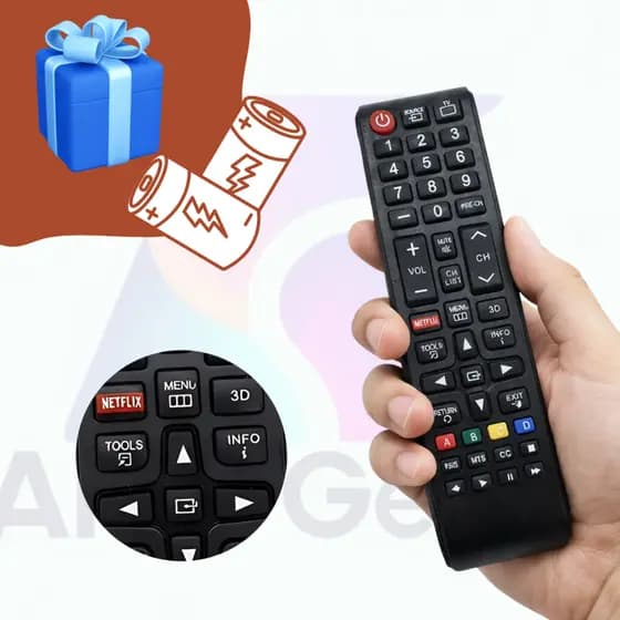 Kit 2 Controle Remoto Para Tv Samsung Lcd Led Tecla Netflix