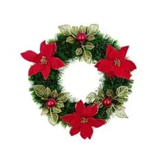 Guirlanda Decorada de Luxo 30cm - Enfeite de Natal Completo para Porta e Decoração
