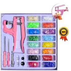 Alicate 3 Em 1 Pregar Botão Pressão Ritas Ilhós Matriz Rosa