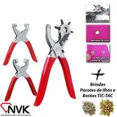 Kit 03 Alicate Vazador Aplicar Ilhós Botão Metal + Brinde