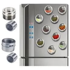 Porta Condimentos Temperos Inox Magnetico Jogo Com 4 Potes