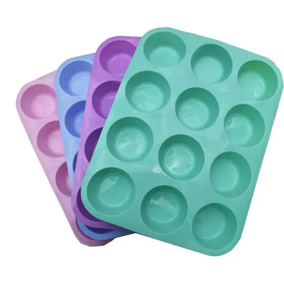 Forma Silicone 12 Cavidade Redonda Para Cupcake Muffins
