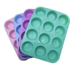 Forma Silicone 12 Cavidade Redonda Para Cupcake Muffins