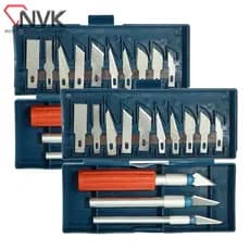 Kit 2 Estojo Estilete Precisao 16 Pcs Magnetico Tipo Bisturi