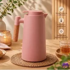 Garrafa de Café Térmica Rosa C/ Cabo de Madeira 1L