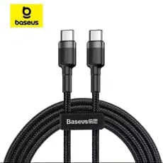 Baseus Cabo Turbo Tipo-C P/ Tipo-C Cafule 60w QC 3.0 480 Mbp/s 1m Ultra Resistente iPhone 15 Android