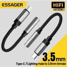 Cabo Adaptador P2 Fone Essager Audio para iphone ou para Android