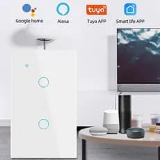 Interruptor Inteligente WiFi Touch 2 Botões Compatível com VOZ Alexa e Google Assistant Coibu