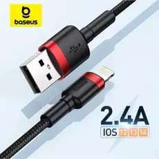 Cabo Baseus iPhone 13 12 11 Pro Max X 8 – USB 2.4A Carga Rápida Original