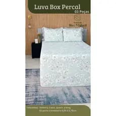 Capa luva box Casal Queen 3 peças Percal 200 fios Protetor de Colchão