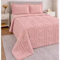 Kit Colcha Cobre Leito aconchego 3 Pçs Manta Casal Queen 240 x 260 Canelada 2 Porta Travesseiro