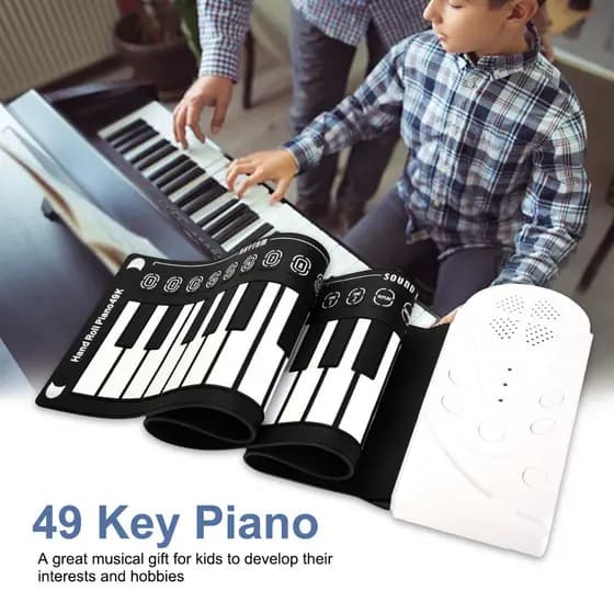 49 Piano com Alto-falante Teclado Eletrônico Dobrável para Crianças Piano de Prática para Iniciantes Piano Portátil Dobr