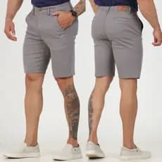 Bermuda Masculina Alfaiataria Sarja Sport Fino, BOLSO EMBUTIDO,  Com Lycra Tecido Premium