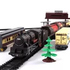 Trem Super Locomotiva Com Farol E Luz Com 40 Peças 7 Metros de Trilhos