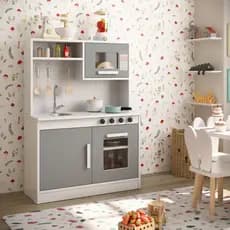 Cozinha Infantil Brinquedo MDF/MDP Criança com Fogão Pia Torneira Microondas Educativo