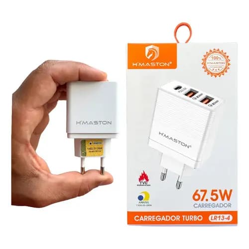 Carregador 67.5w Qc3.0 Fonte 3 Portas Turbo Rápida H'maston