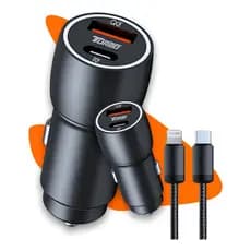 Carregador Veicular Turbo 60w Com Cabo Compativel Lightning