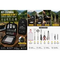 Kit faca tabua espatula Cozinha Camping 9 em 1 Portátil com Bolsa Organizadora