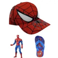 Chinelo , boné e boneco  do homem aranha , infantil masculino. Seu filho merece este presente , qualidade e preço justo
