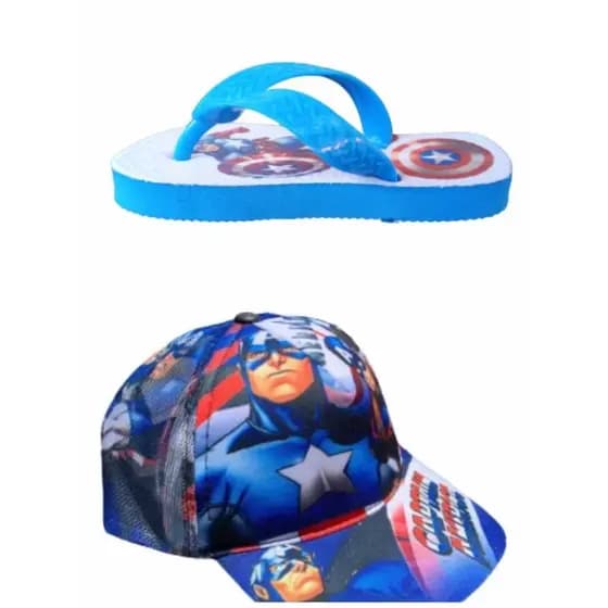 Chinelo infantil e bone do capitao america , super presente para seu filho novidade lancamento
