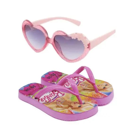 Chinelo e óculos infantil menina , da barbie , frozem e minei , qualidade e bom preço , novidade para sua filha