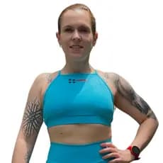 Top Fitness Azul Cruzado Estilo Cropped