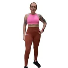 Calça legging cintura alta academia e cross marrom café - Dumbbell Sports
