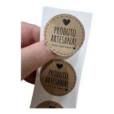 100 Etiquetas Adesivas Em Kraft Produto Artesanal Feito Com Amor