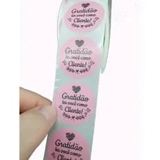 100 Etiquetas Adesiva(gratidão Ter Você Como Cliente) Rosa
