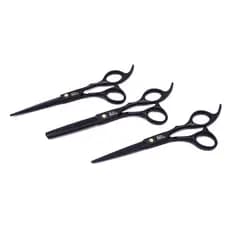 Tesoura Umi Profissional Cor Preto de 6 Polegadas Fio Navalha, Laser e Desbaste para Corte de Cabelo