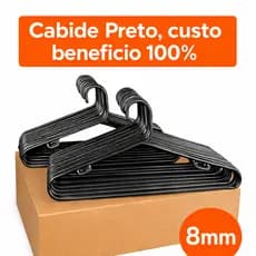 Kit 100 Cabides Preto 8mm, Adulto Reforçado Organizadores Para Casa Loja Lavanderia.