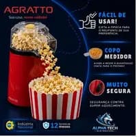 Pipoqueira Elétrica Agratto Pop Cine 1200W Sem Óleo | Pipoca Crocante, Saudável e Rápida