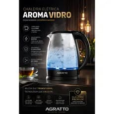 CHALEIRA ELETRICA AROMA ACEV01I-02 VIDRO 2,2L 1500W 220V AGRATTO