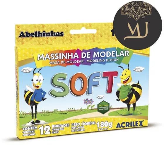 Massa de Modelar Acrilex Soft 180 grs - 12 Cores