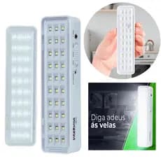 KIT 03 Luminária de Emergência 30 LED Recarregável