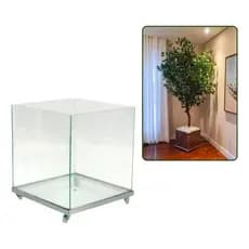 Vaso Cachepot De Vidro Com Rodinhas Tamanho 50x50x50 (06mm)