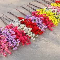 10 Galhos Pessegueiro Artificial Cerejeira Festas Arranjos Flor Para Decoração