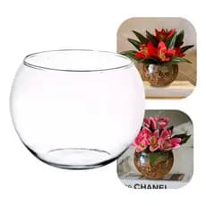 Vaso Redondo Aquário Decoração Vidro Transparente Pequeno