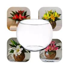 Vaso Redondo Aquário Decoração Vidro Transparente Pequeno