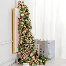 Cordão Corrente Flores Rosas Videira Artificial - 2,5m