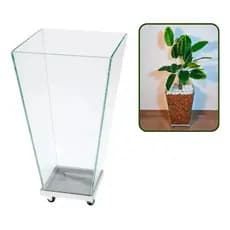 Vaso Cachepot De Vidro Trapézio C/ Rodinhas 50x35 Trapézio