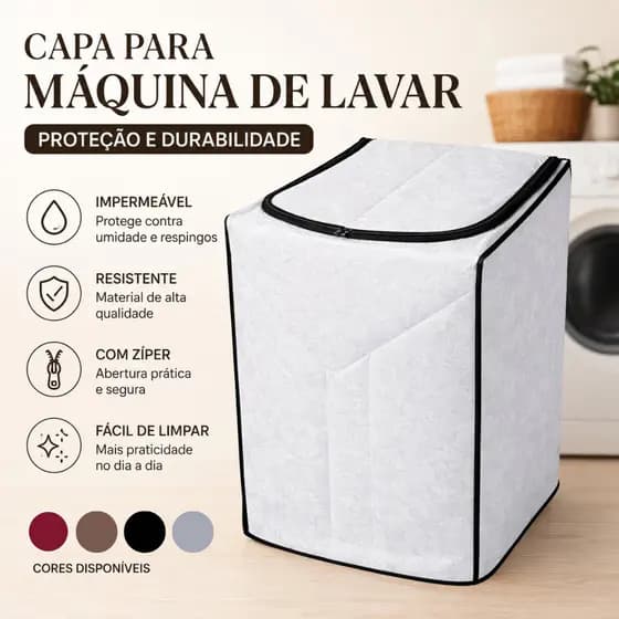 Capa Maquina De Lavar Electrolux 11 12 13 Kg Abertura Zíper