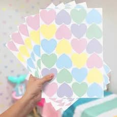 Decoração 10 Adesivos de Parede Coração Colorido Sortido, Adesivo de Coração, Adesivo de Parede