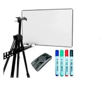 KIT LOUSA BRANCA 100X70CM + TRIPÉ AJUSTÁVEL + APAGADOR DUPLO KAZ + KIT 4 CANETAS