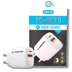 FONTE CARREGADOR TURBO 40W TIPO C + USB QUICK CHARGE PD QC 3.0 CARREGAMENTO RAPIDO E SEGURO KIMASTER T110 POWER DUO